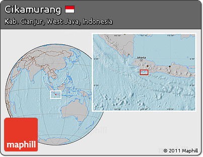 Gray Location Map of Cikamurang, hill shading