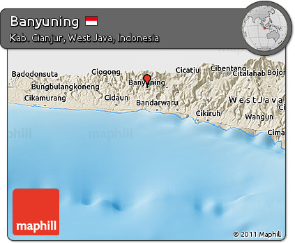 Shaded Relief Panoramic Map of Banyuning