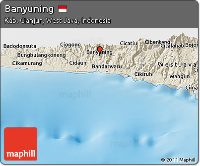 Shaded Relief Panoramic Map of Banyuning
