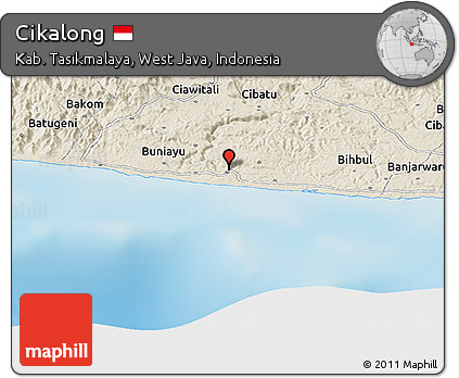 Shaded Relief Panoramic Map of Cikalong