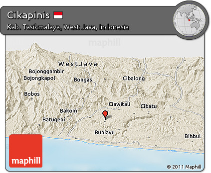 Shaded Relief Panoramic Map of Cikapinis