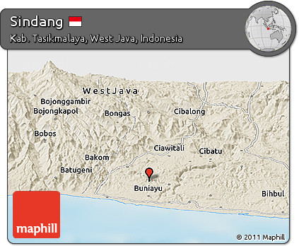 Shaded Relief Panoramic Map of Sindang