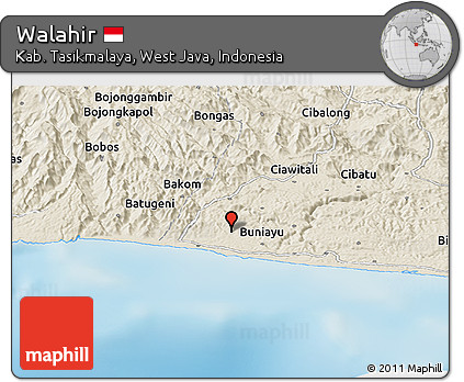 Shaded Relief Panoramic Map of Walahir