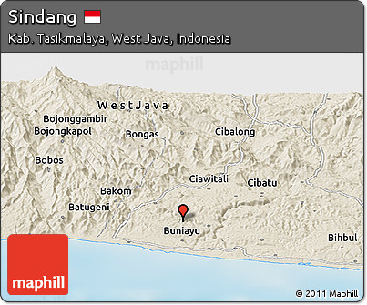 Shaded Relief Panoramic Map of Sindang