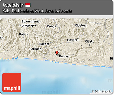Shaded Relief Panoramic Map of Walahir