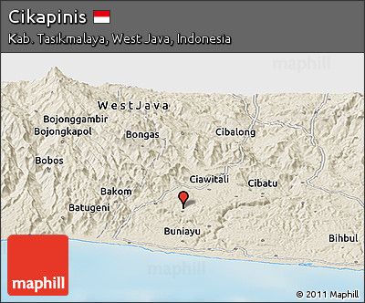 Shaded Relief Panoramic Map of Cikapinis