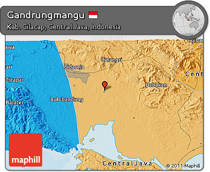 Political 3D Map of Gandrungmangu