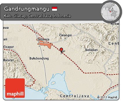 Shaded Relief 3D Map of Gandrungmangu