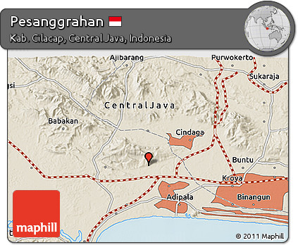 Shaded Relief 3D Map of Pesanggrahan