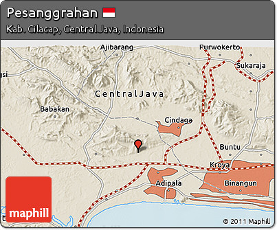 Shaded Relief 3D Map of Pesanggrahan