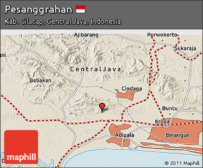 Shaded Relief 3D Map of Pesanggrahan