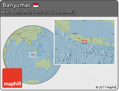 Savanna Style Location Map of Banyumas, hill shading