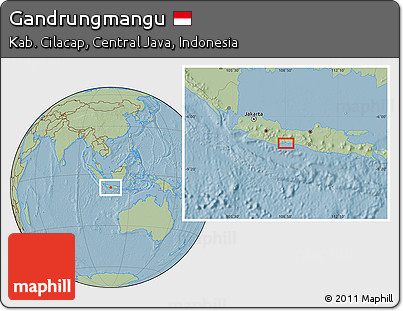 Savanna Style Location Map of Gandrungmangu, hill shading
