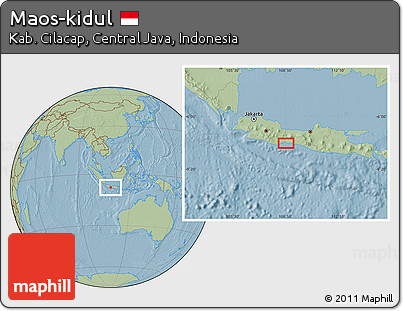 Savanna Style Location Map of Maos-kidul, hill shading
