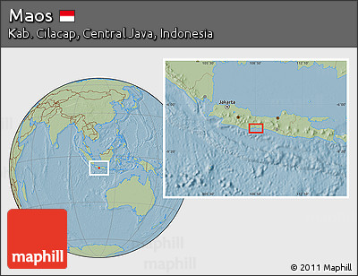 Savanna Style Location Map of Maos, hill shading