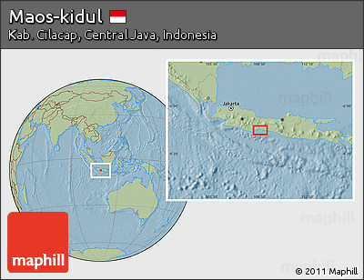 Savanna Style Location Map of Maos-kidul, hill shading
