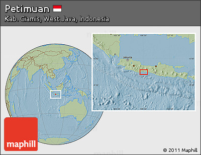 Savanna Style Location Map of Petimuan, hill shading