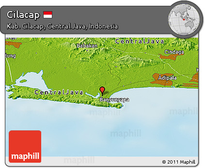 Physical Panoramic Map of Cilacap