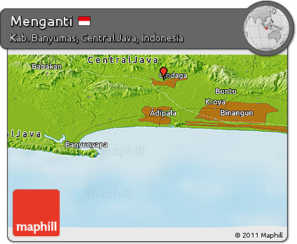 Physical Panoramic Map of Menganti