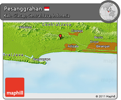 Physical Panoramic Map of Pesanggrahan
