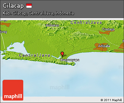 Physical Panoramic Map of Cilacap