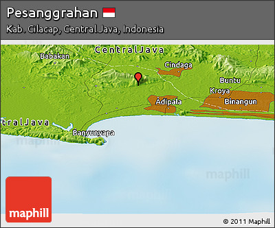 Physical Panoramic Map of Pesanggrahan
