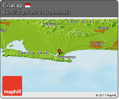 Physical Panoramic Map of Cilacap