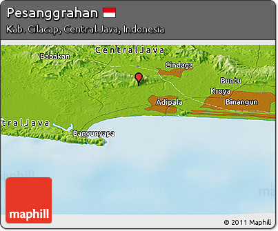 Physical Panoramic Map of Pesanggrahan