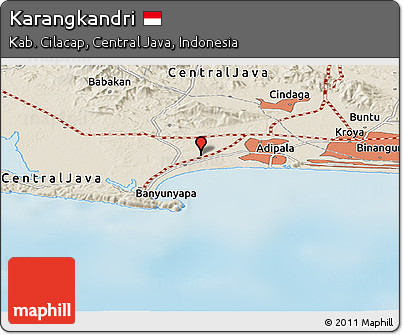 Shaded Relief Panoramic Map of Karangkandri
