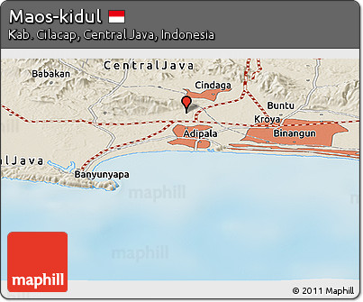 Shaded Relief Panoramic Map of Maos-kidul
