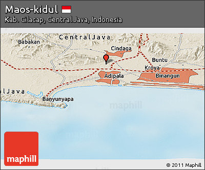 Shaded Relief Panoramic Map of Maos-kidul