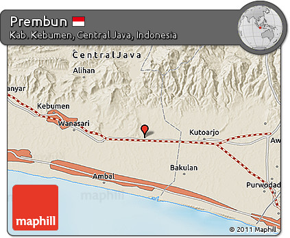 Shaded Relief 3D Map of Prembun