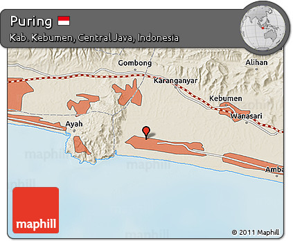 Shaded Relief 3D Map of Puring