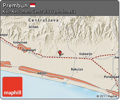 Shaded Relief 3D Map of Prembun