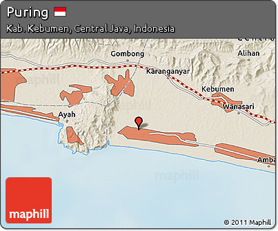 Shaded Relief 3D Map of Puring