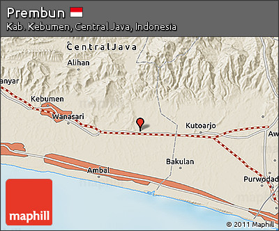 Shaded Relief 3D Map of Prembun