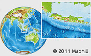 Physical Location Map of the area around 7° 41' 23" S, 109° 43' 29" E