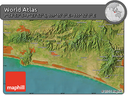 Satellite Map of the Area around 7° 41' 23" S, 109° 43' 29" E
