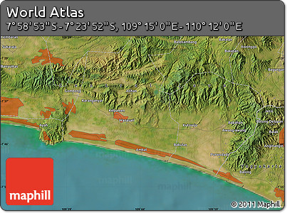 Satellite Map of the Area around 7° 41' 23" S, 109° 43' 29" E