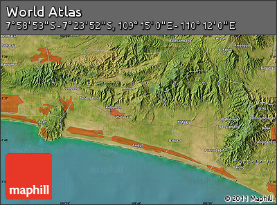 Satellite Map of the Area around 7° 41' 23" S, 109° 43' 29" E