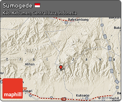 Shaded Relief Map of Sumogede