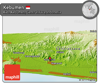 Physical Panoramic Map of Kebumen