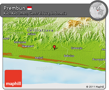 Physical Panoramic Map of Prembun