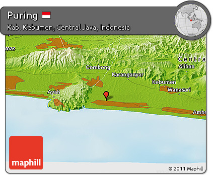 Physical Panoramic Map of Puring