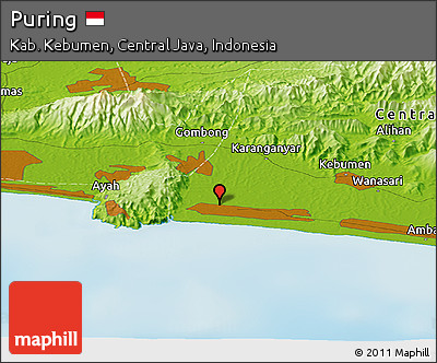 Physical Panoramic Map of Puring