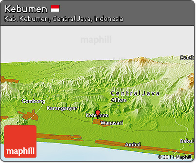 Physical Panoramic Map of Kebumen