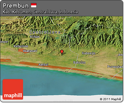 Satellite Panoramic Map of Prembun