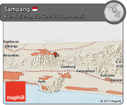 Shaded Relief Panoramic Map of Sampang