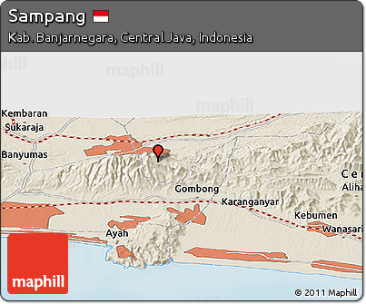 Shaded Relief Panoramic Map of Sampang