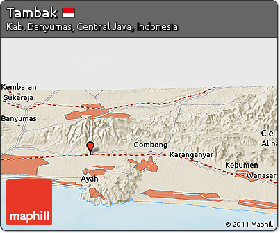 Shaded Relief Panoramic Map of Tambak